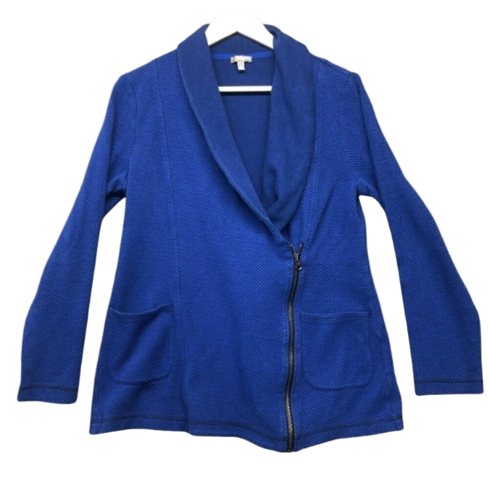 Talbots Blue Shawl Collar Moto Jacket Petite Large